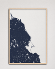 South Shore Massachusetts Coastal Map — Canvas Vertical — navy, Light Wood
