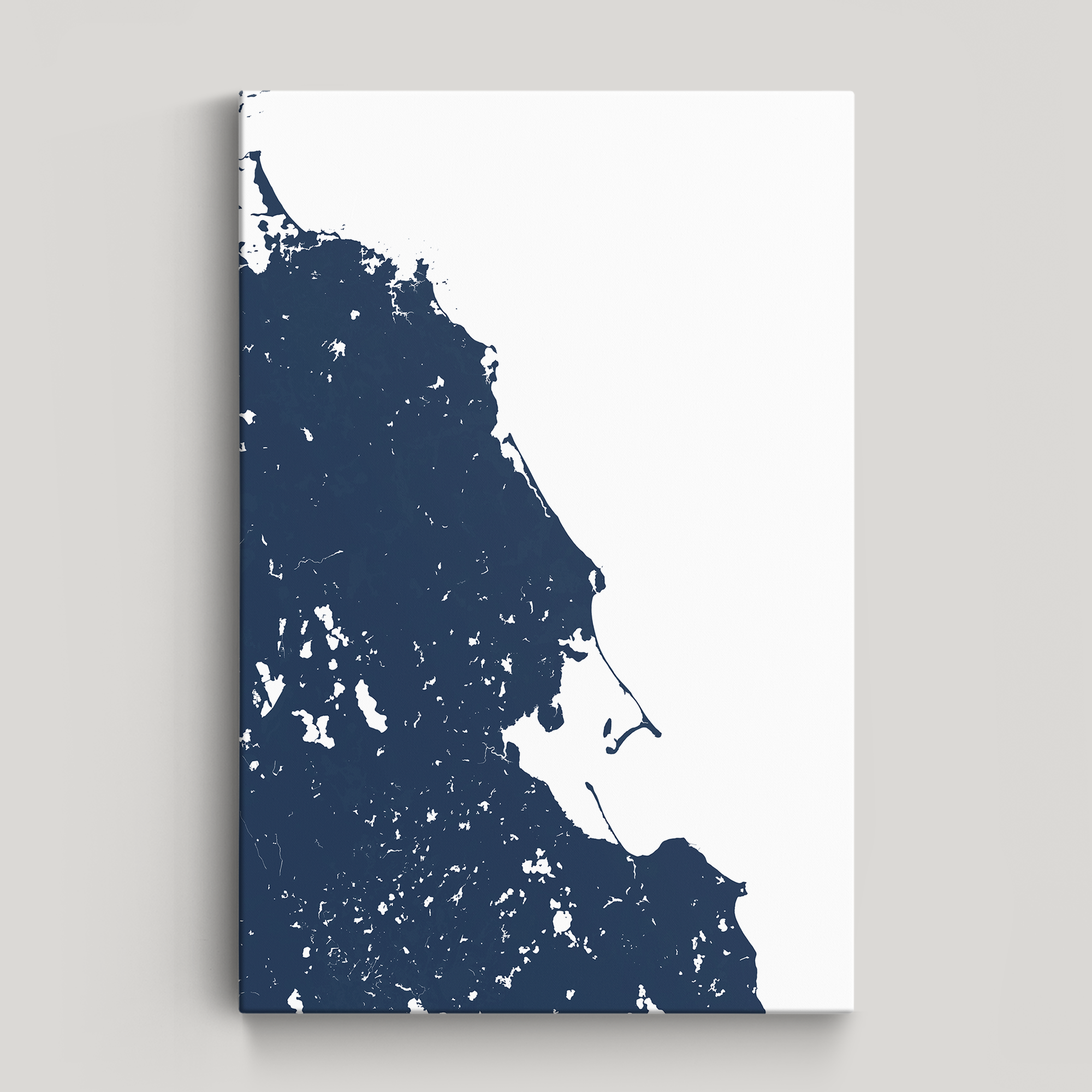 South Shore Massachusetts Coastal Map — Canvas Vertical, navy, No Frame, 16x24