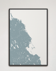 South Shore Massachusetts Coastal Map — Canvas Vertical, soft-blue, Black Frame, 16x24