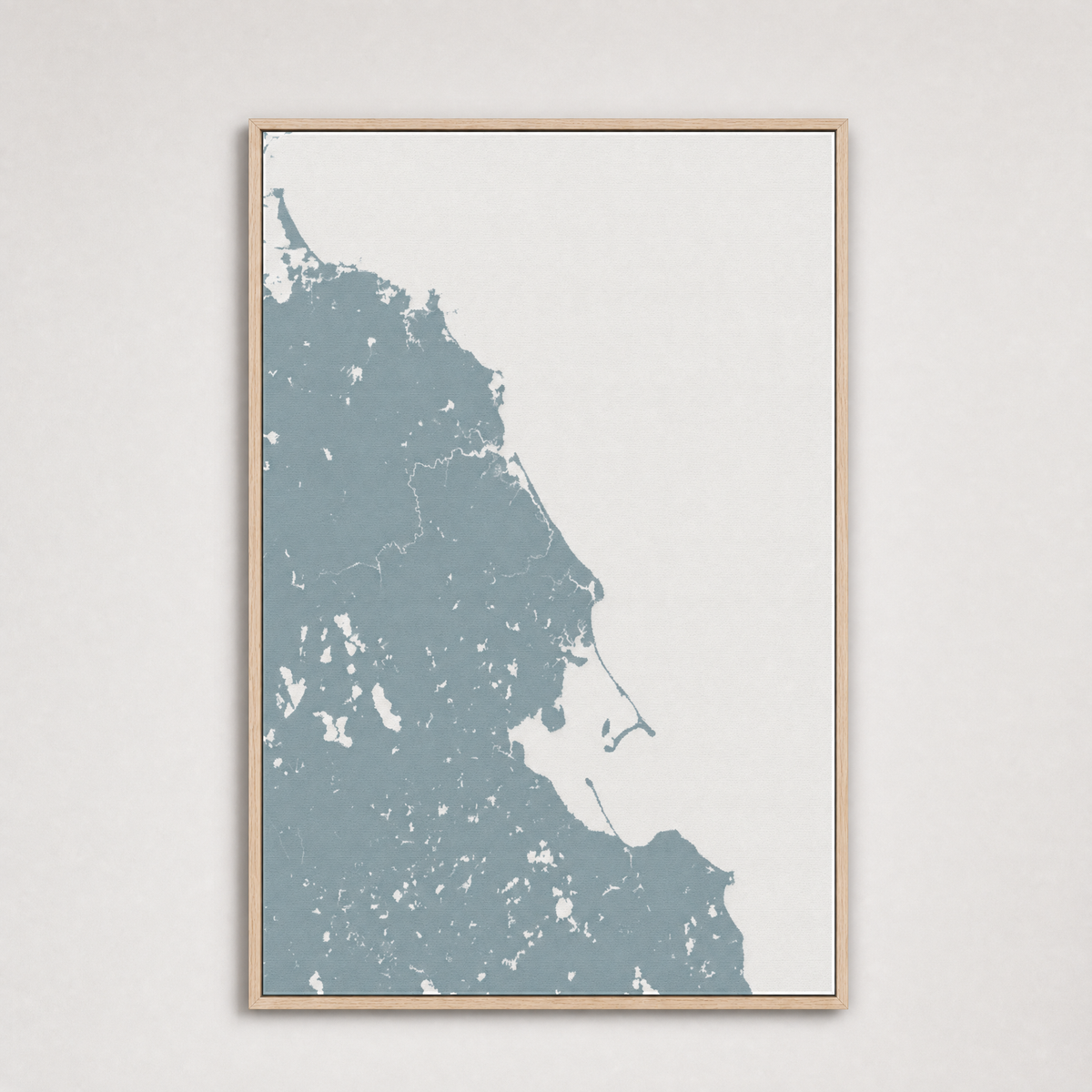 South Shore Massachusetts Coastal Map — Canvas Vertical — soft-blue, Light Wood