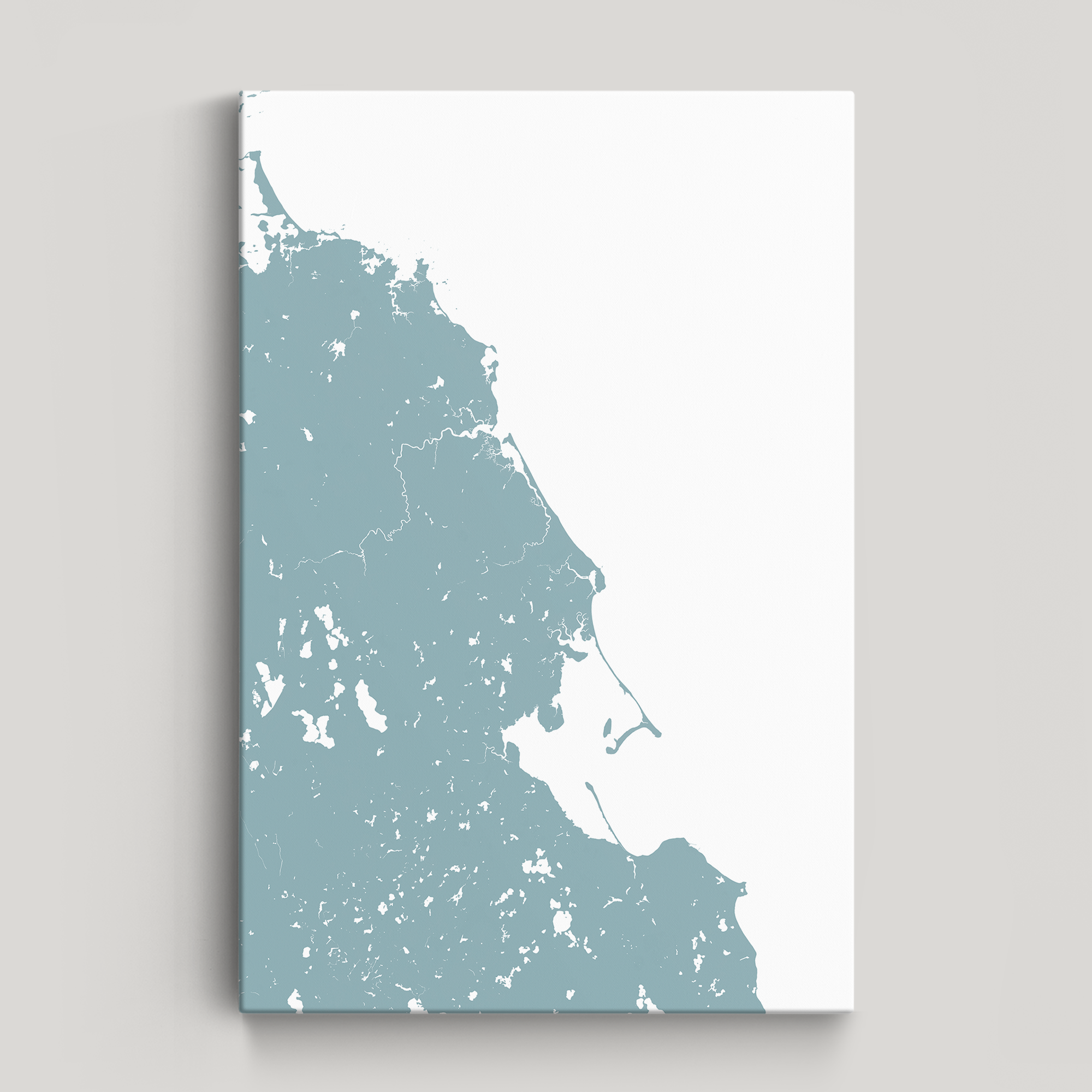 South Shore Massachusetts Coastal Map — Canvas Vertical, soft-blue, No Frame, 16x24
