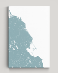South Shore Massachusetts Coastal Map — Canvas Vertical, soft-blue, No Frame, 16x24
