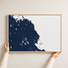 South Shore Massachusetts canvas map — hands holding the canvas in an oak frame