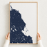 South Shore Massachusetts canvas map — hands holding the canvas in an oak frame