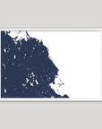 South Shore Massachusetts Coastal Map — Fine Art Print Horizontal, navy, White Frame, 10x8