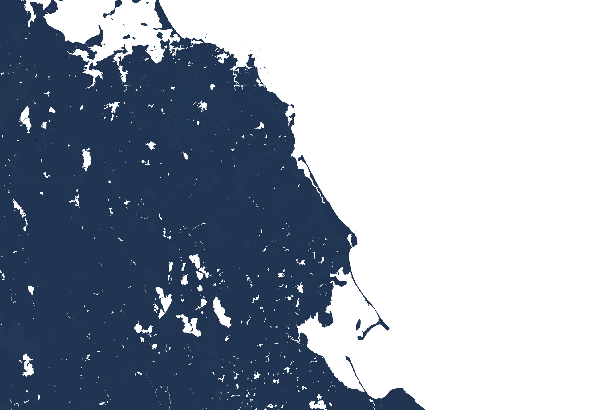 South Shore Massachusetts Coastal Map — Fine Art Print Horizontal, navy, No Frame, 10x8