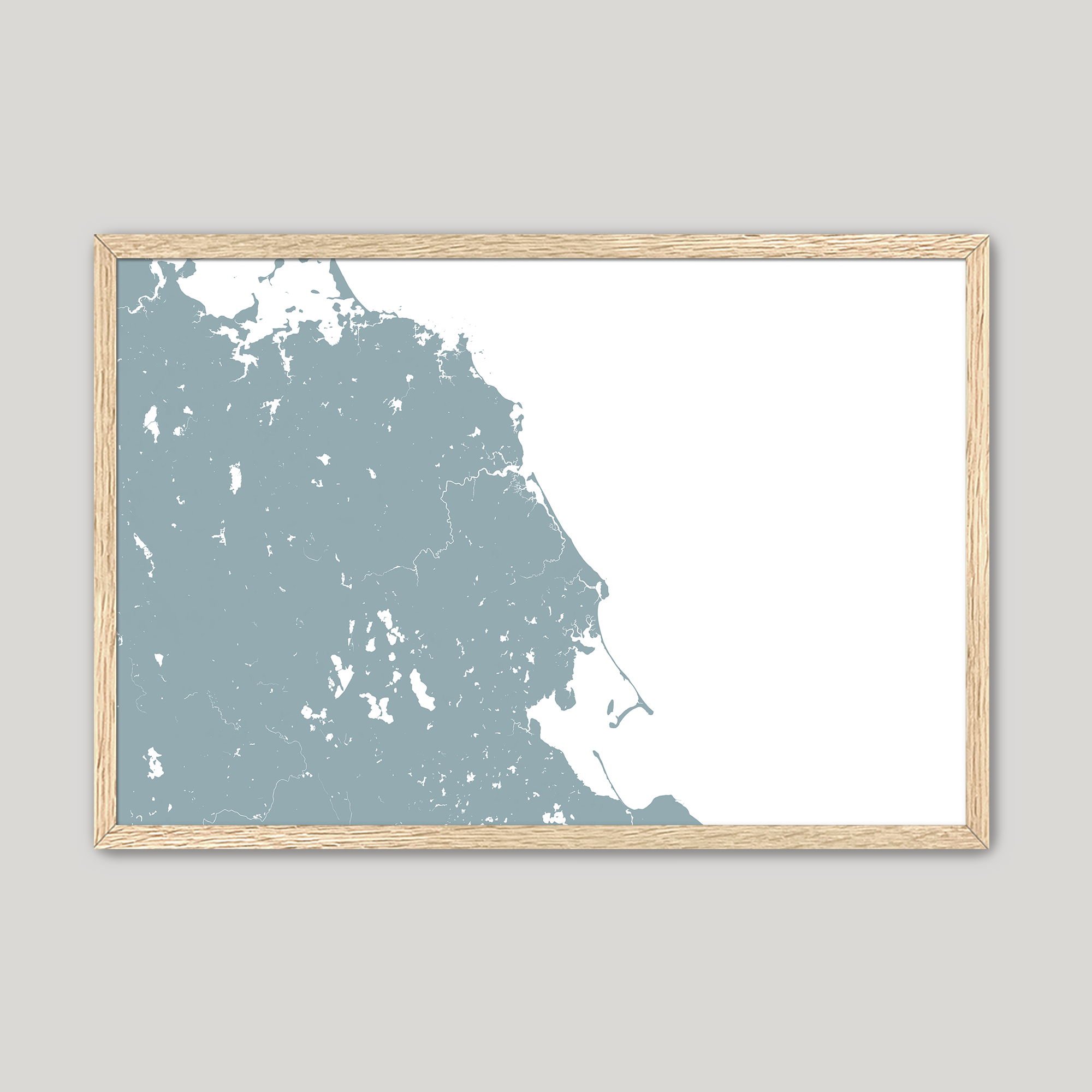 South Shore Massachusetts Coastal Map — Fine Art Print Horizontal, soft-blue, Oak, 10x8