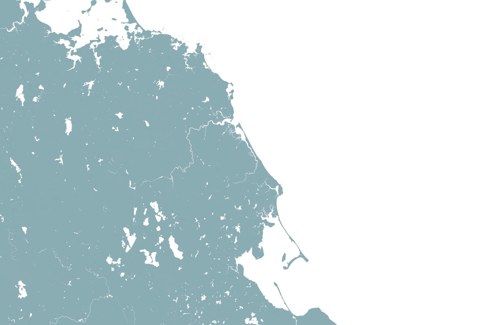 South Shore Massachusetts Coastal Map — Fine Art Print Horizontal, soft-blue, No Frame, 10x8