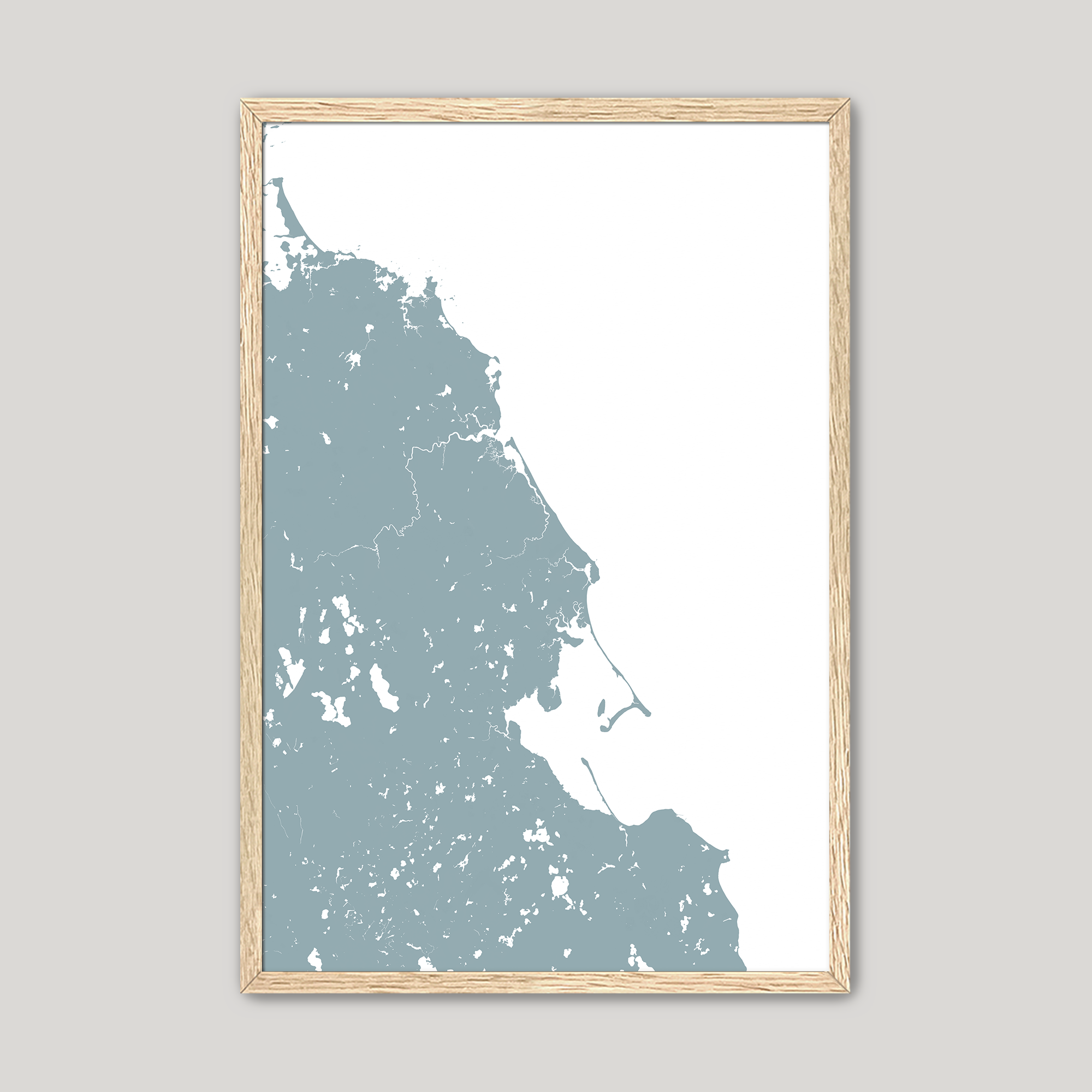 South Shore Massachusetts Coastal Map — Fine Art Print Vertical, soft-blue, Oak, 8x10