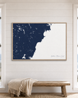 Southern Maine Coast canvas map — window-scene interior