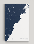 Southern Maine Coast Coastal Map — Canvas Vertical, navy, No Frame