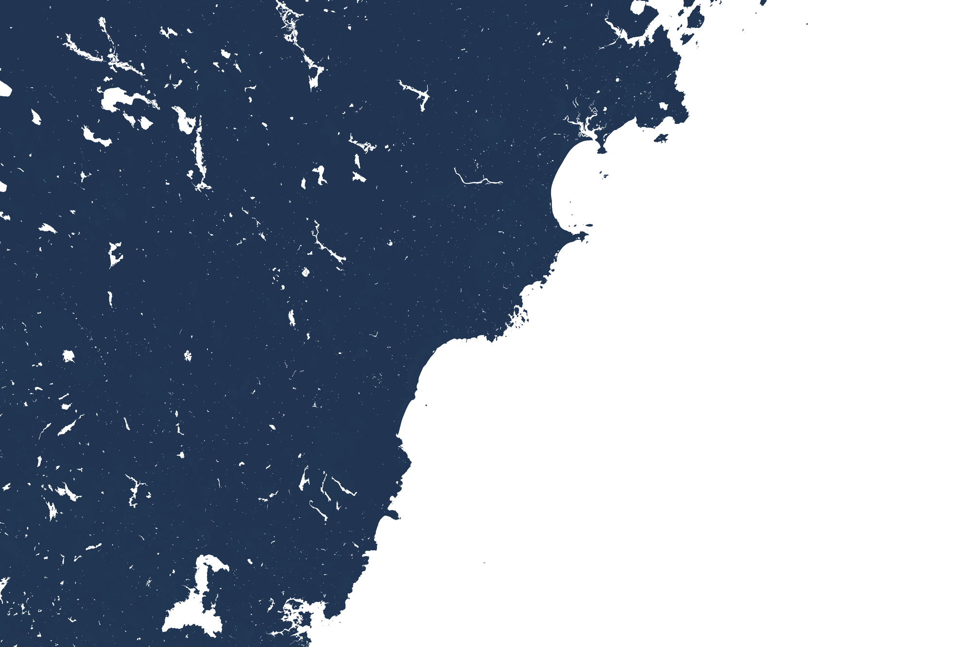 Southern Maine Coast Coastal Map — Fine Art Print Horizontal, navy, No Frame, 10x8