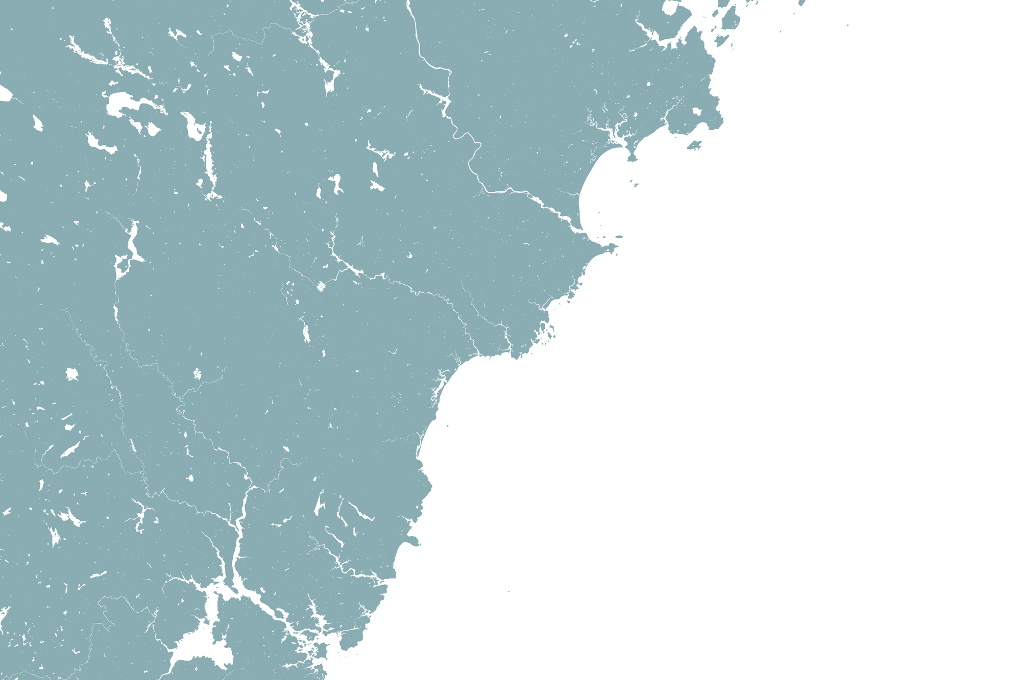 Southern Maine Coast Coastal Map — Fine Art Print Horizontal, soft-blue, No Frame, 10x8