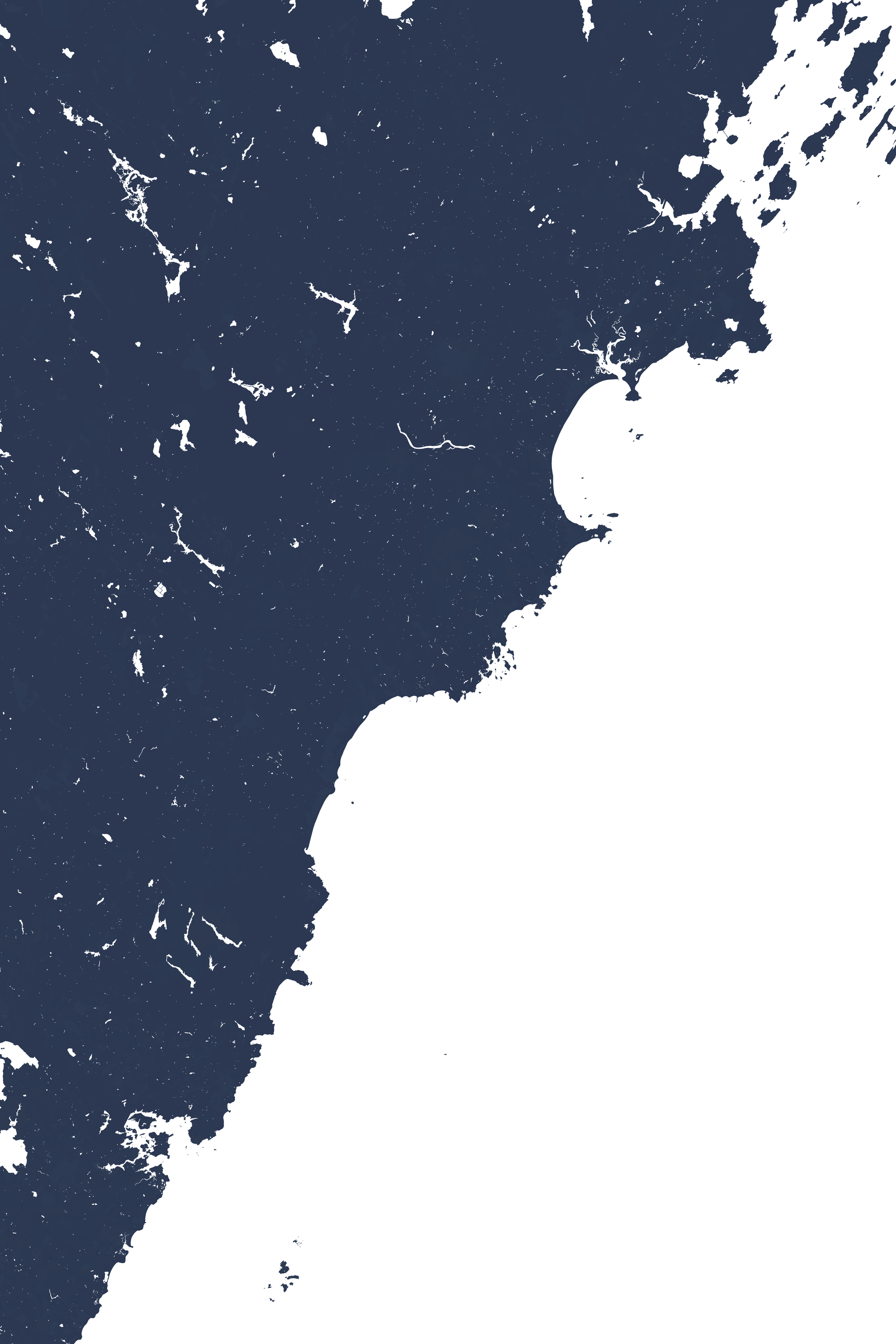 Southern Maine Coast Coastal Map — Fine Art Print Vertical, navy, No Frame, 8x10