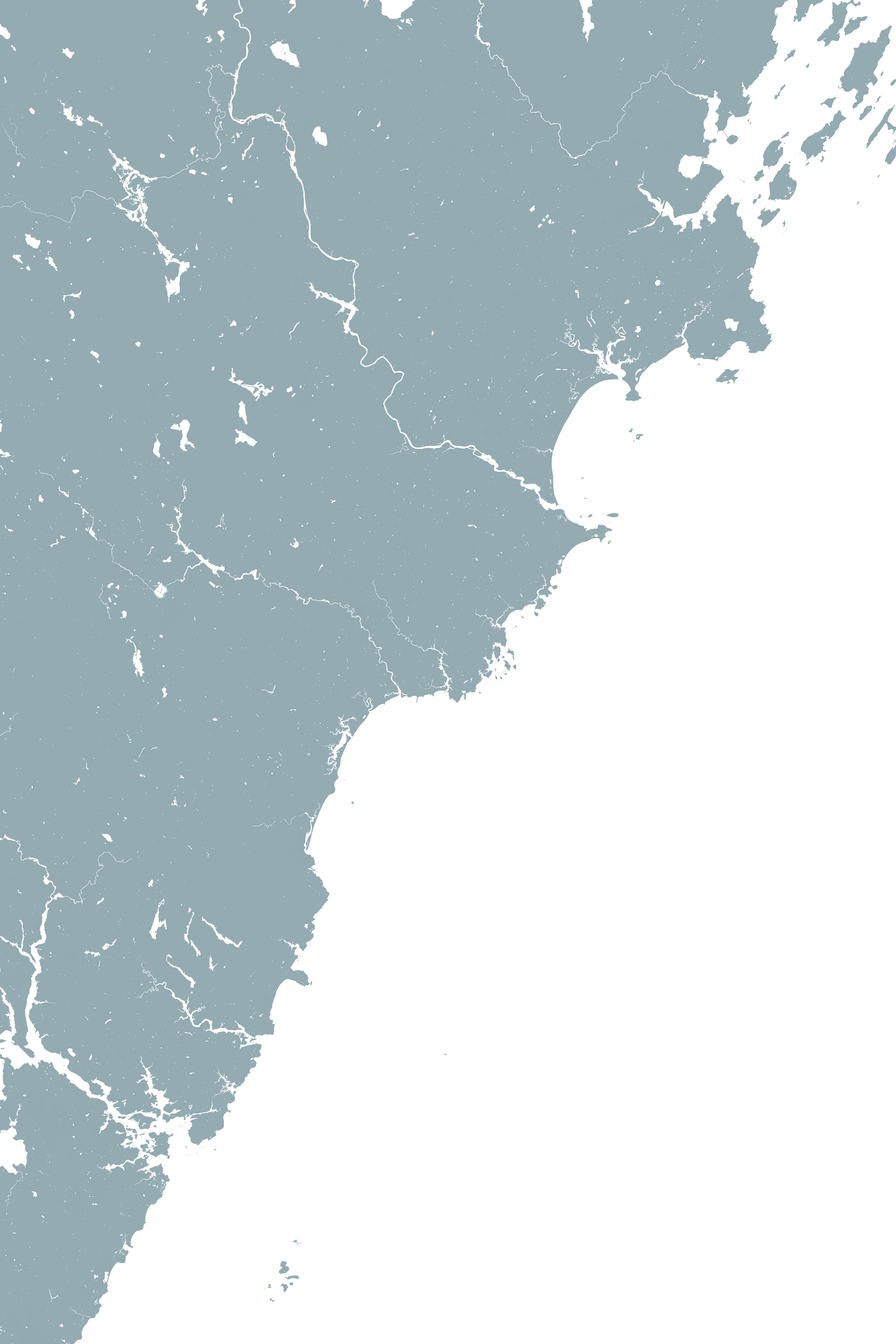 Southern Maine Coast Coastal Map — Fine Art Print Vertical, soft-blue, No Frame, 8x10