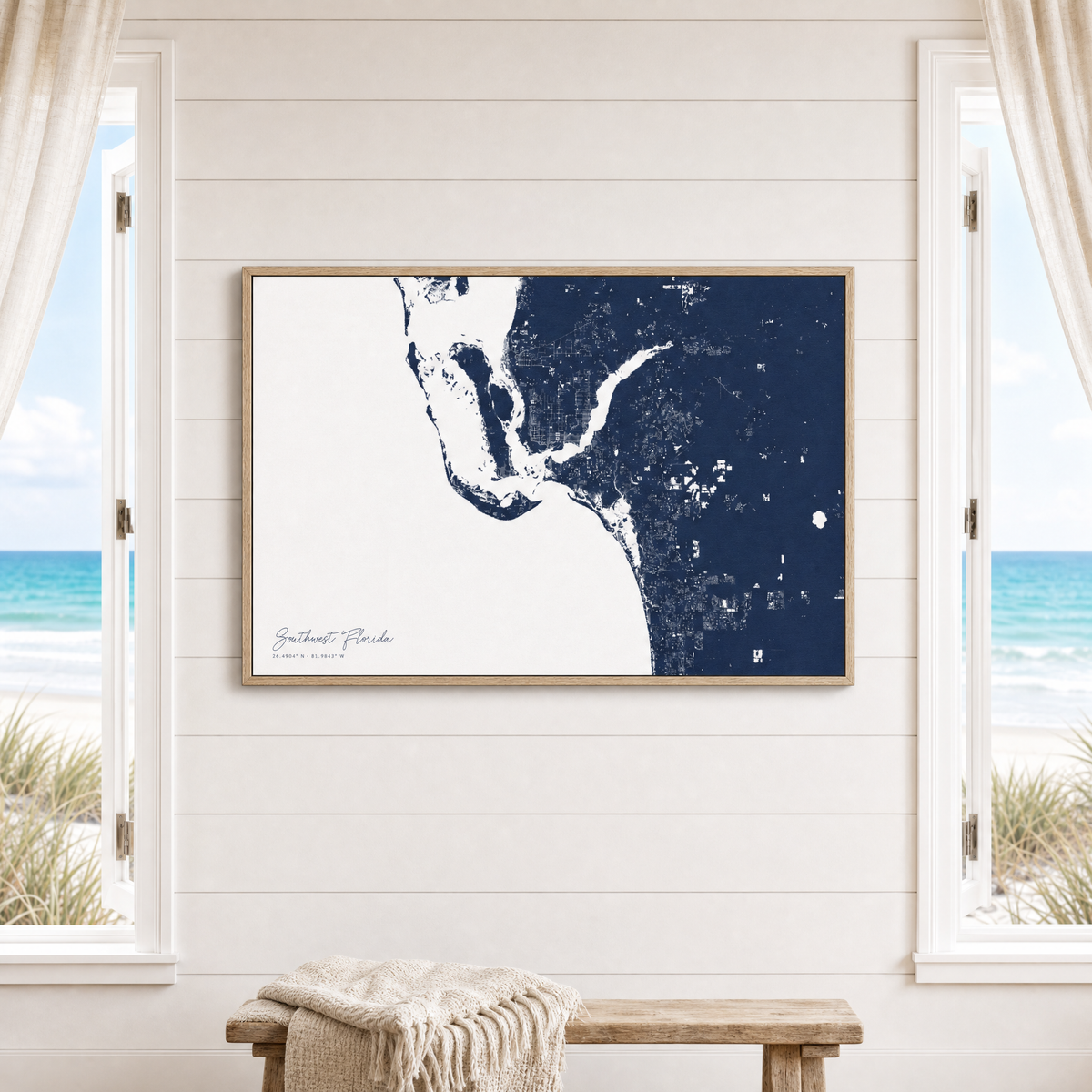Southwest Florida canvas map — window-scene interior