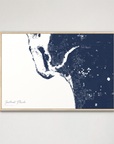 Southwest Florida Coastal Map — Canvas Horizontal, navy, Natural Oak