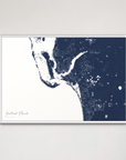 Southwest Florida Coastal Map — Canvas Horizontal, navy, White Frame
