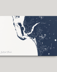 Southwest Florida Coastal Map — Canvas Horizontal, navy, No Frame