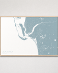 Southwest Florida Coastal Map — Canvas Horizontal — soft-blue, Light Wood