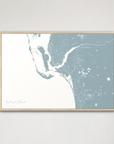 Southwest Florida Coastal Map — Canvas Horizontal, soft-blue, Natural Oak