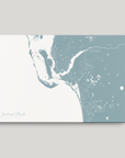 Southwest Florida Coastal Map — Canvas Horizontal, soft-blue, No Frame