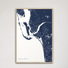 Southwest Florida Coastal Map — Canvas Vertical, navy, Natural Oak