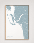 Southwest Florida Coastal Map — Canvas Vertical — soft-blue, Light Wood