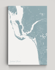Southwest Florida Coastal Map — Canvas Vertical, soft-blue, No Frame