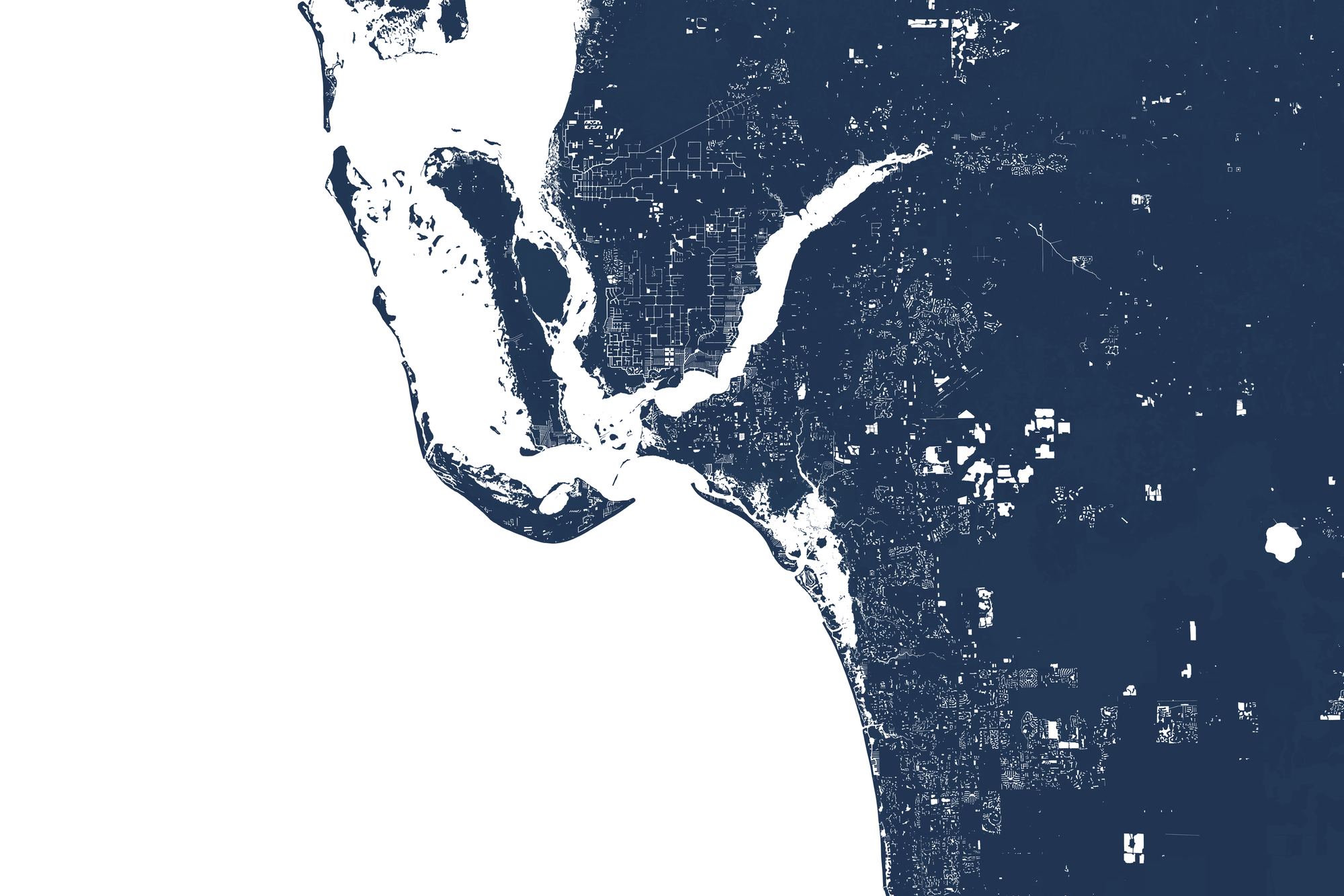 Southwest Florida Coastal Map — Fine Art Print Horizontal, navy, No Frame, 10x8