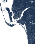 Southwest Florida Coastal Map — Fine Art Print Horizontal, navy, No Frame, 10x8