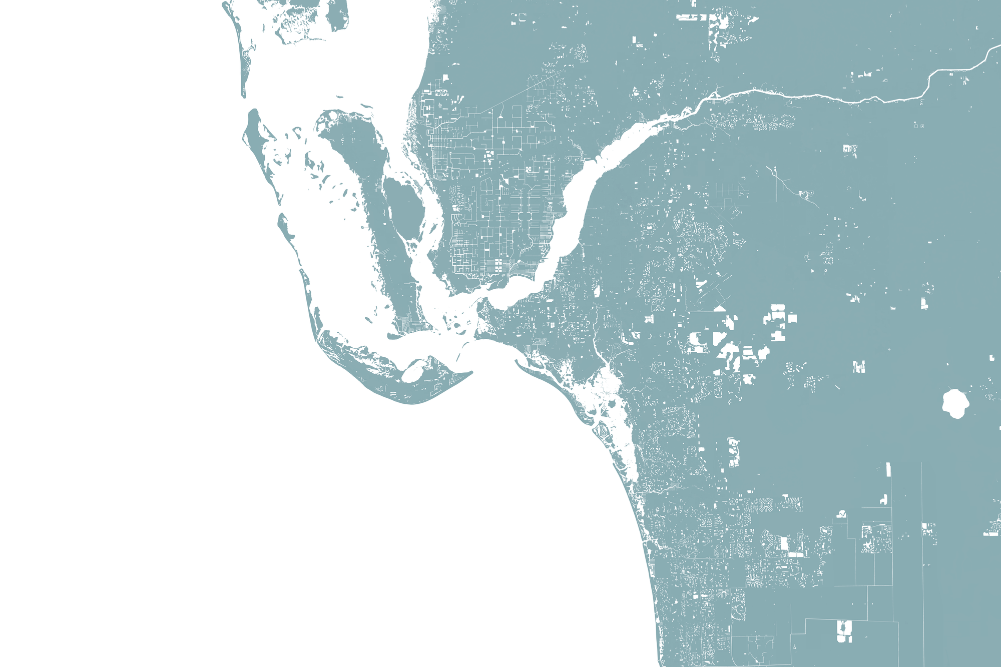 Southwest Florida Coastal Map — Fine Art Print Horizontal, soft-blue, No Frame, 10x8