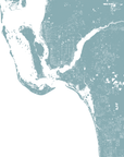 Southwest Florida Coastal Map — Fine Art Print Horizontal, soft-blue, No Frame, 10x8