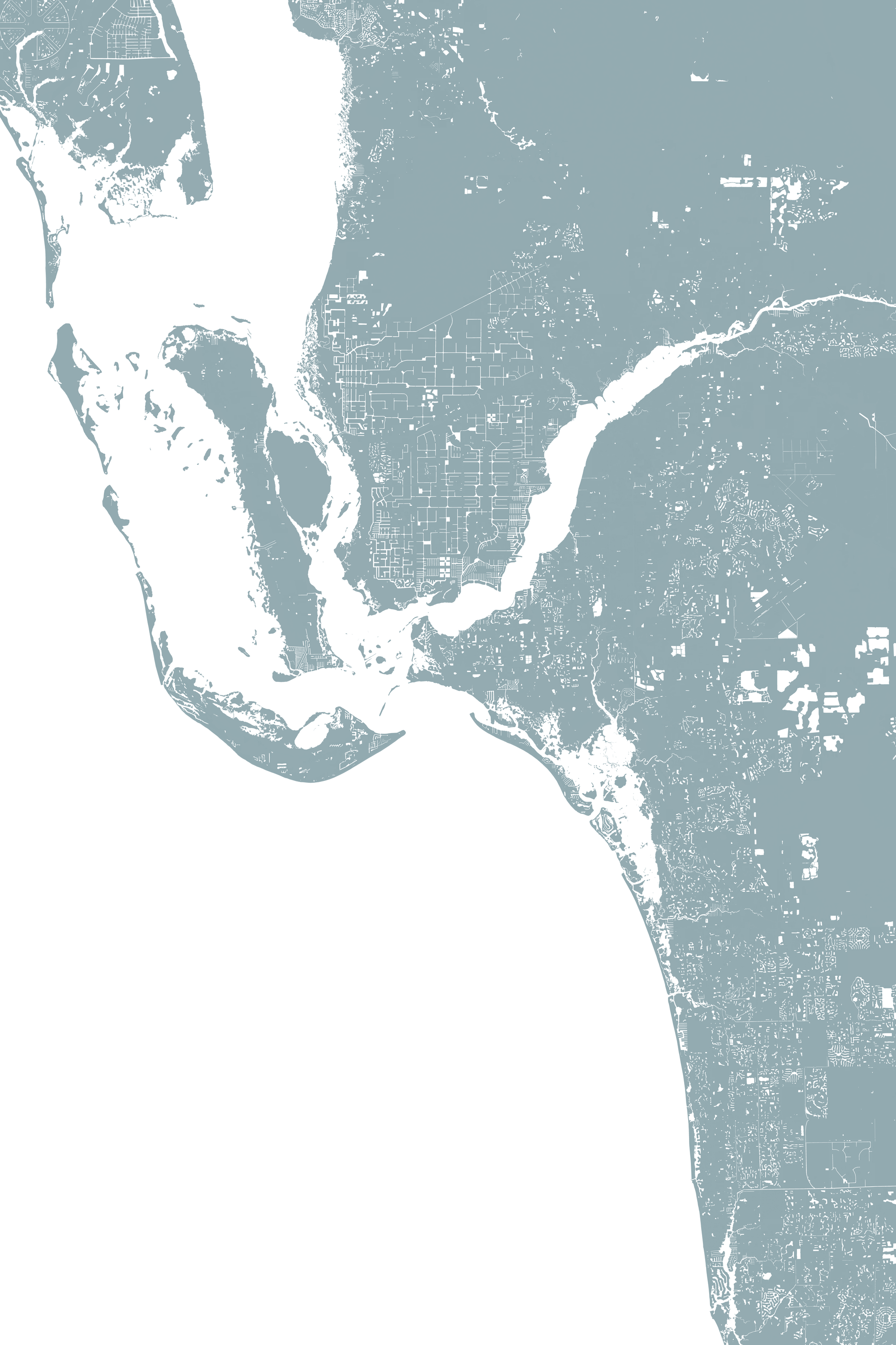 Southwest Florida Coastal Map — Fine Art Print Vertical, soft-blue, No Frame, 8x10