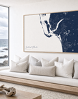 Southwest Florida canvas map — sea-view bench interior