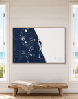 Space Coast canvas map — window-scene interior