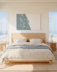 Space Coast soft blue horizontal wrapped canvas map in the ratio 3:2 hand mockup