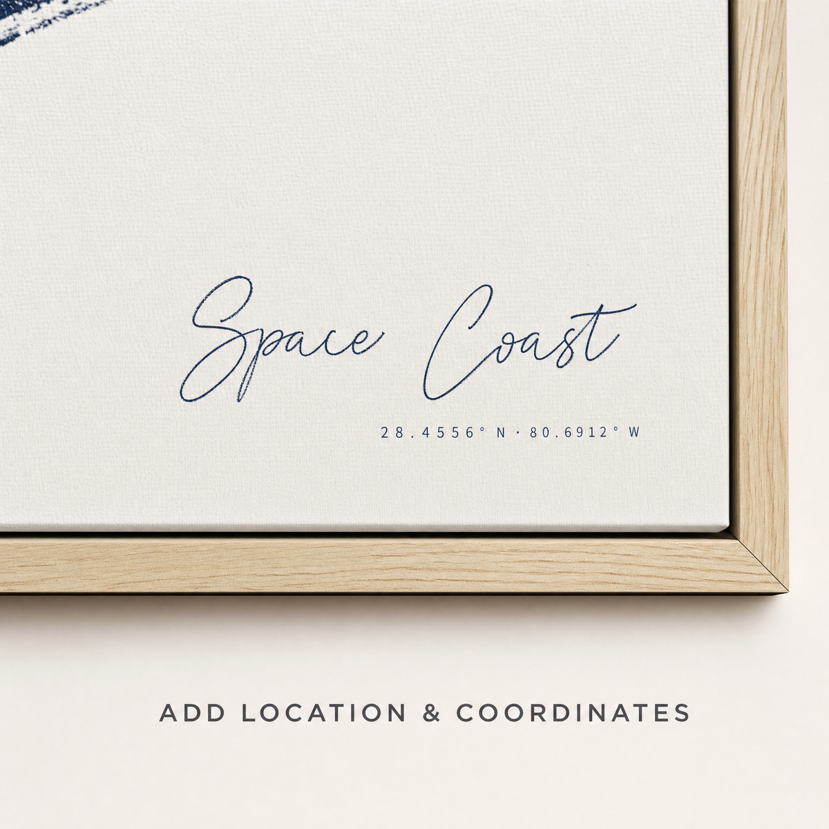 Space Coast canvas map — location and coordinates customization
