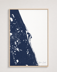 Space Coast Coastal Map — Canvas Vertical — navy, Light Wood