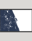 Space Coast Coastal Map — Fine Art Print Horizontal, navy, Black Frame, 10x8