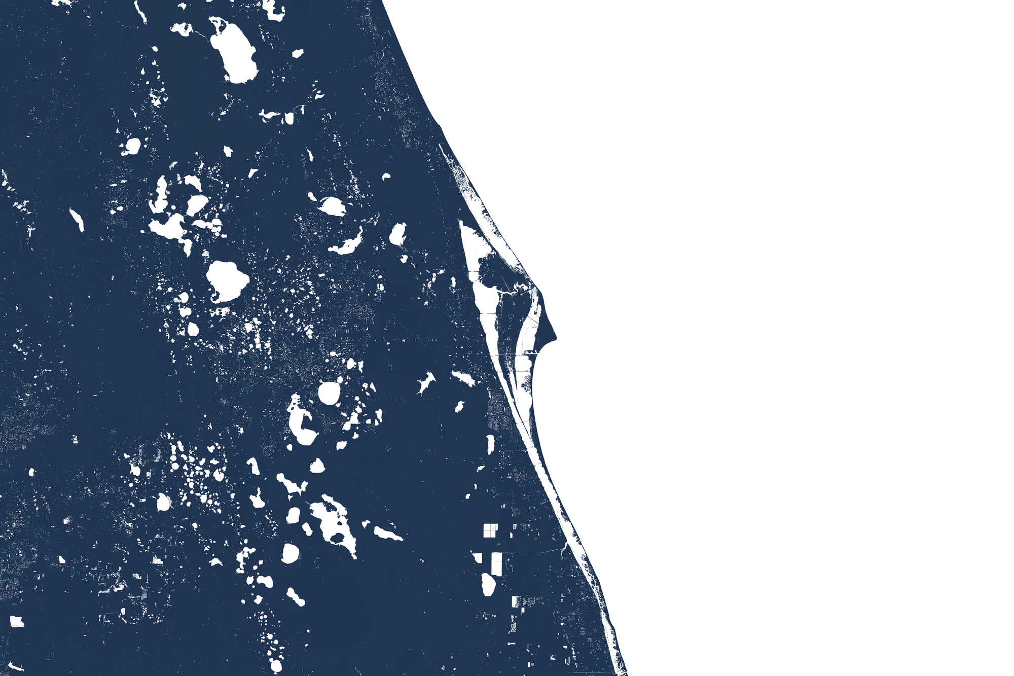 Space Coast Coastal Map — Fine Art Print Horizontal, navy, No Frame, 10x8