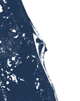 Space Coast Coastal Map — Fine Art Print Horizontal, navy, No Frame, 10x8