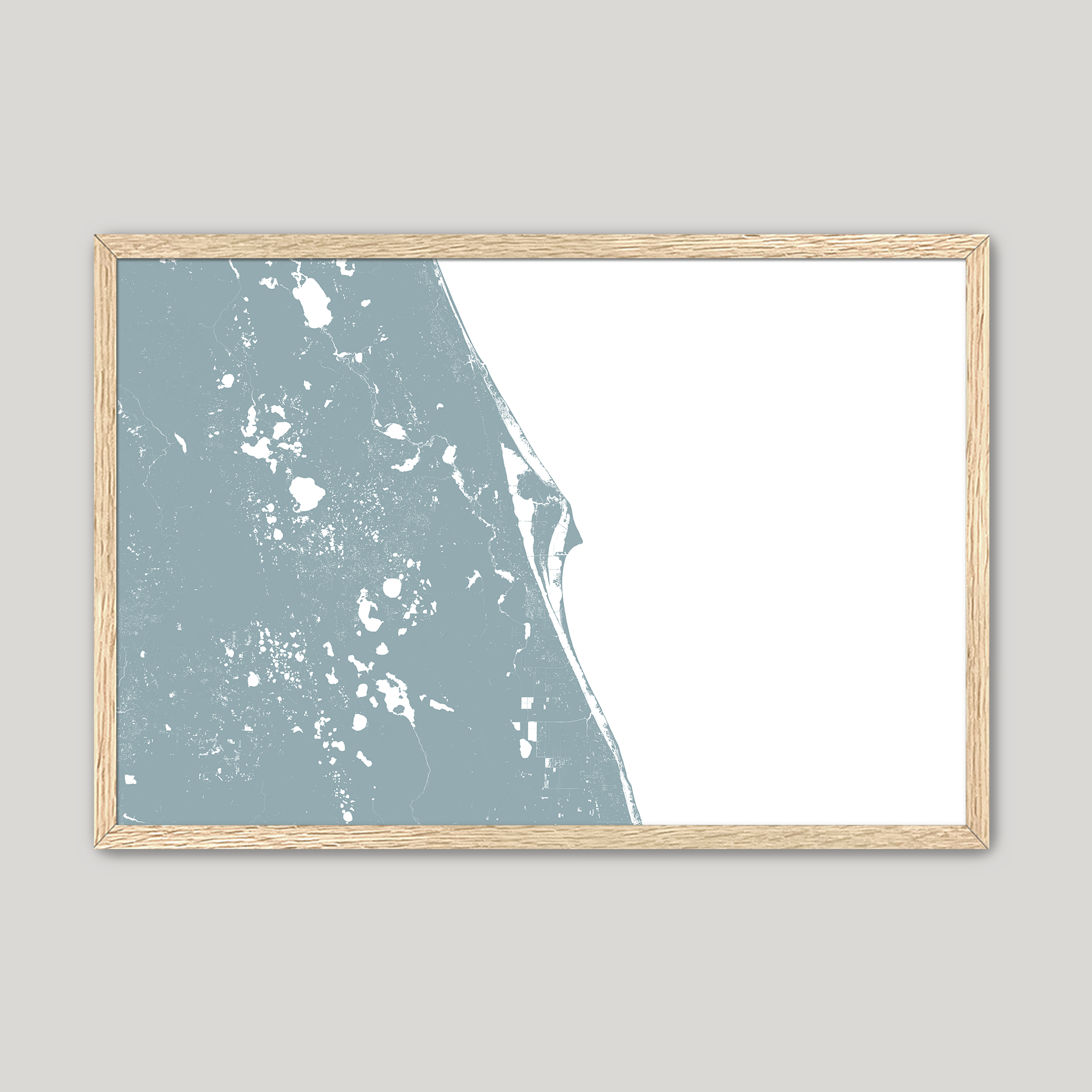 Space Coast Coastal Map — Fine Art Print Horizontal, soft-blue, Oak, 10x8