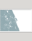 Space Coast Coastal Map — Fine Art Print Horizontal, soft-blue, White Frame, 10x8