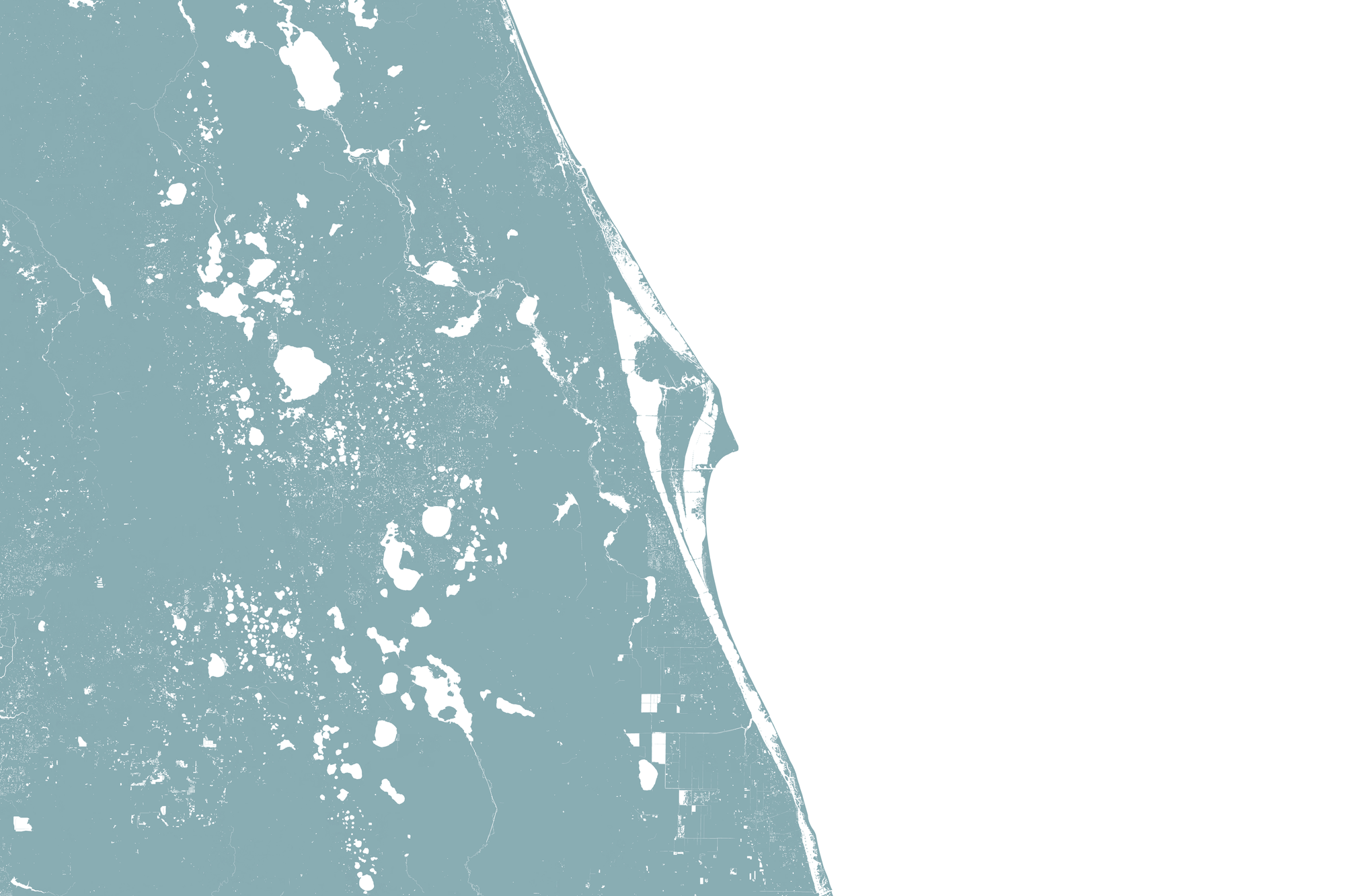 Space Coast Coastal Map — Fine Art Print Horizontal, soft-blue, No Frame, 10x8