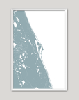 Space Coast Coastal Map — Fine Art Print Vertical, soft-blue, White Frame, 8x10