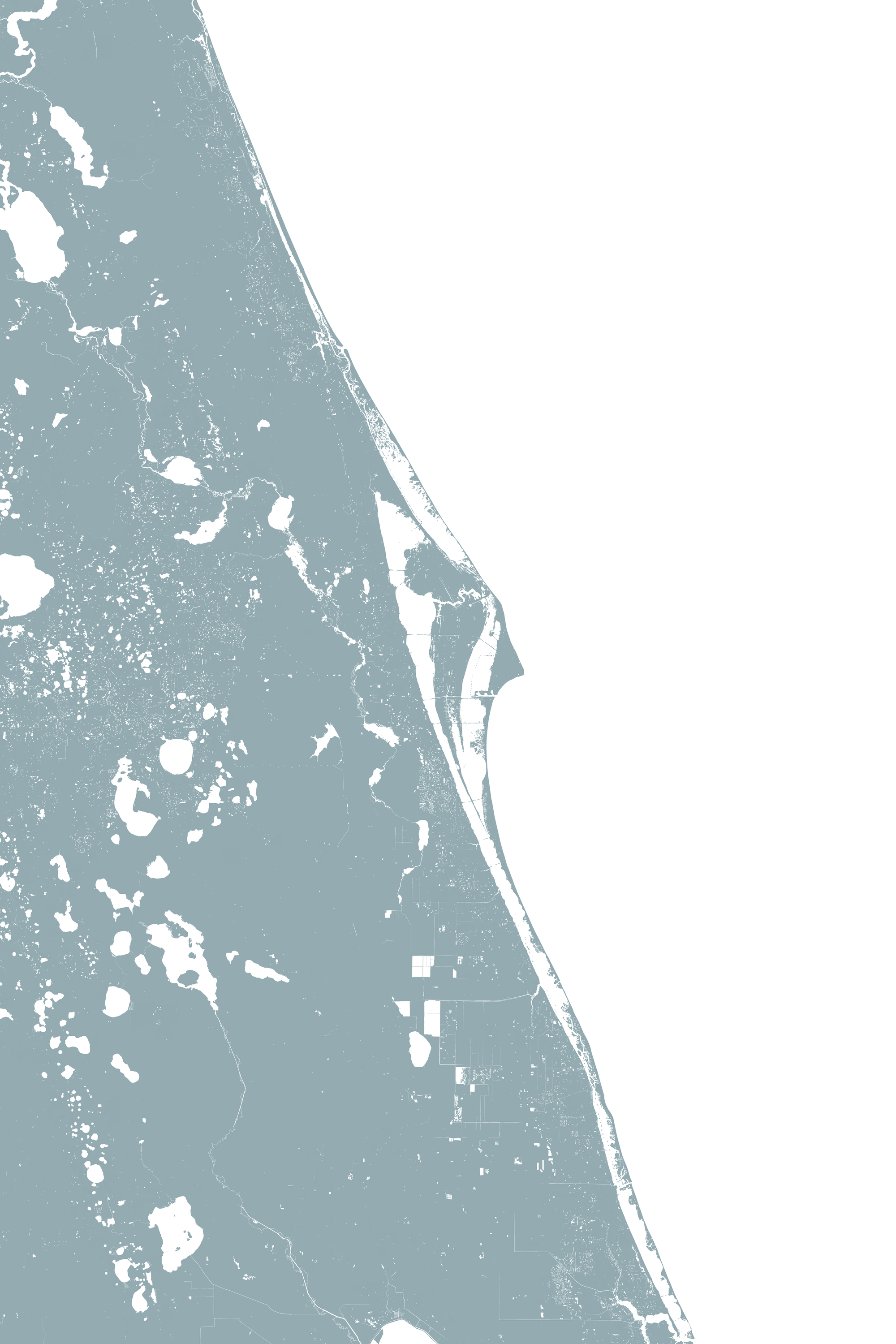 Space Coast Coastal Map — Fine Art Print Vertical, soft-blue, No Frame, 8x10