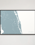 St. Augustine Coastal Map — Canvas Horizontal, soft-blue, Black Frame