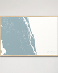 St. Augustine Coastal Map — Canvas Horizontal, soft-blue, Natural Oak