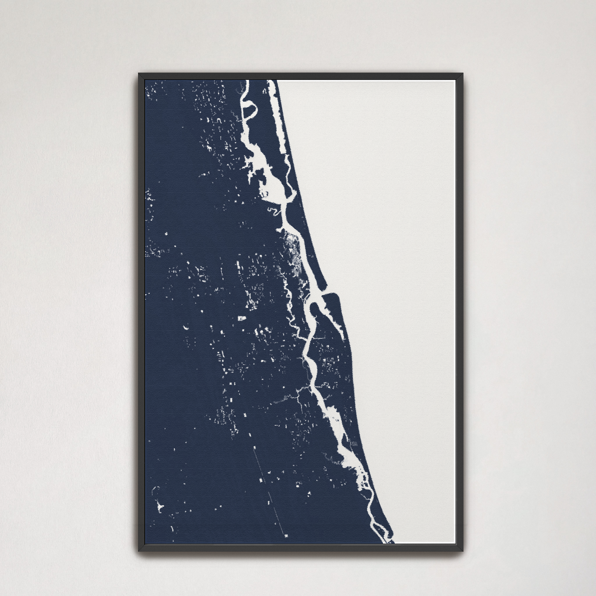 St. Augustine Coastal Map — Canvas Vertical, navy, Black Frame, 16x24